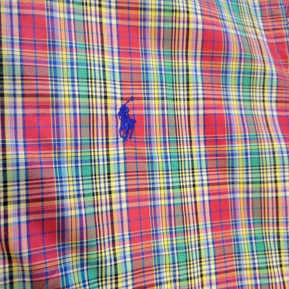 Ralph Lauren Button Down Shirt Mens L Red Plaid Long Sleeve Preppy Logo Pony - Picture 9 of 16